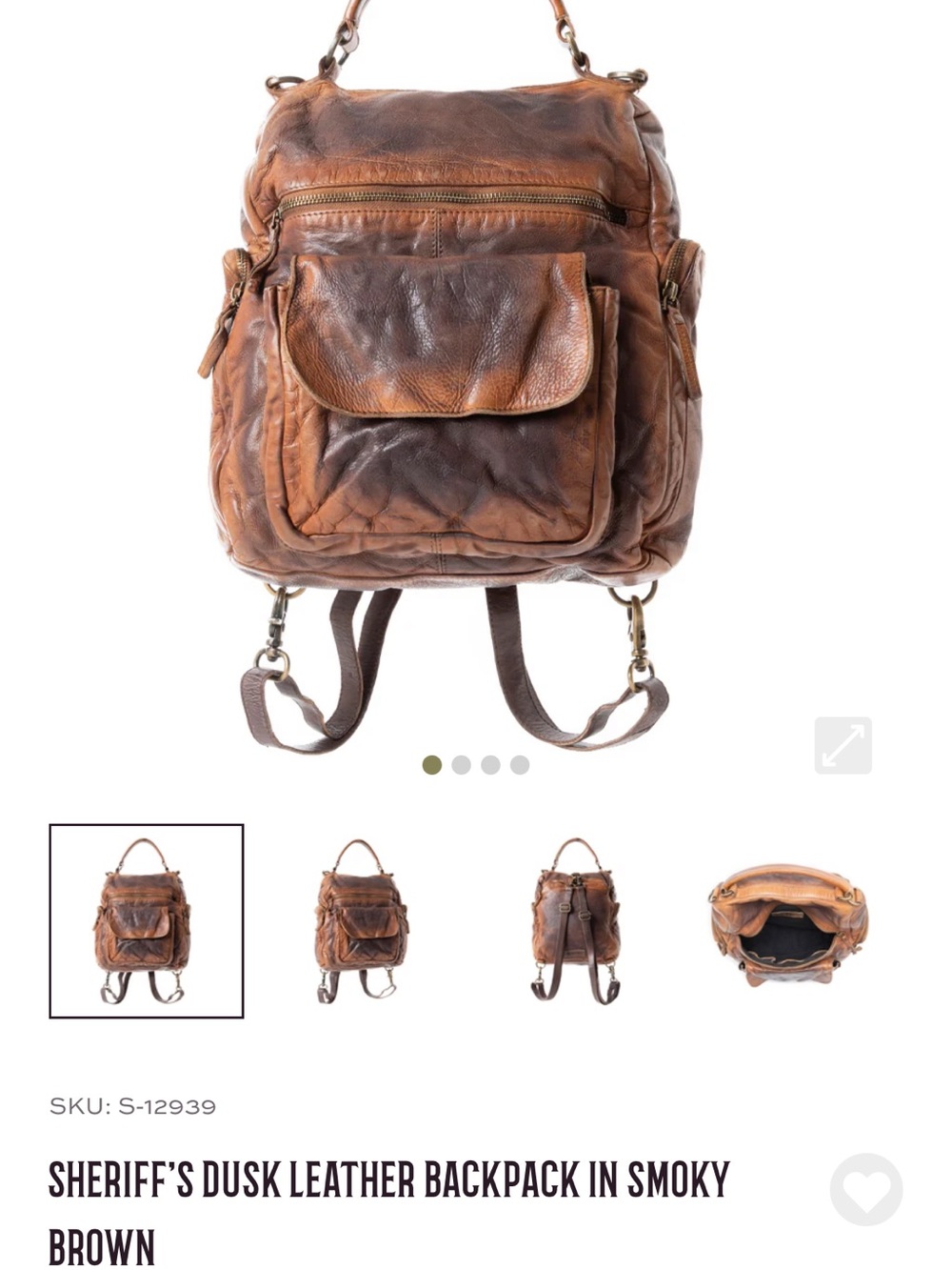 Myra sheriffs genuine, leather backpack NWT.